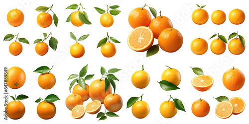 Png Set Four compositions of oranges isolated on a transparent background
