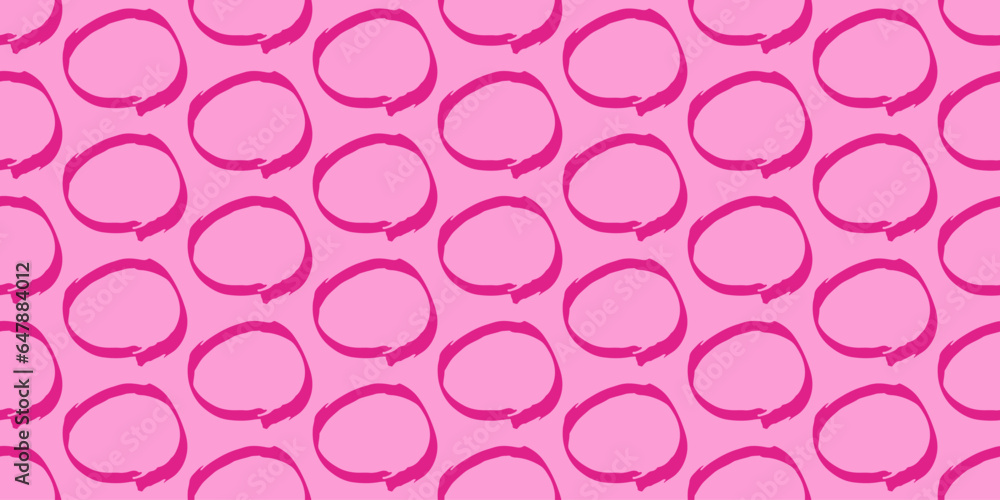 Simple background. Pink shape seamless pattern. Trendy Barbiecore Style. Circles drawn by hand. Template for textile and wallpaper. Vector illustration.. Simple background. Pink shape seamless pattern. Trendy Barbiecore Style. Circles drawn by hand. Template for textile and wallpaper. Vector illustration..