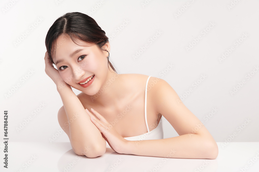 Beautiful young asian woman with clean fresh skin on white background, Face care, Facial treatment, Cosmetology, beauty and spa, Asian women portrait. Beautiful young asian woman with clean fresh skin on white background, Face care, Facial treatment, Cosmetology, beauty and spa, Asian women portrait.