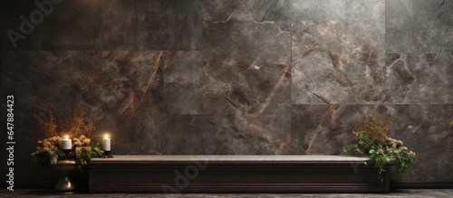 Granite texture mixes with gradation frames and ornaments throughout