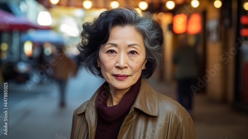 portrait of a senior asian woman. generative ai