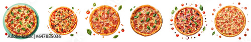 Png Set Delicious pizza on transparent background