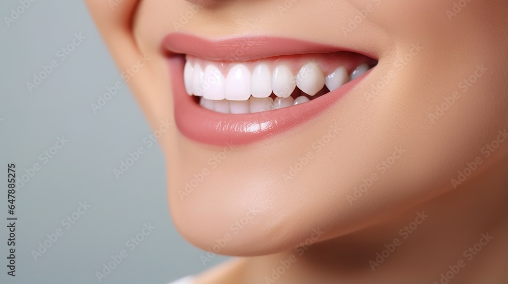 Fototapeta premium close up of a woman lips with a smile. generative ai