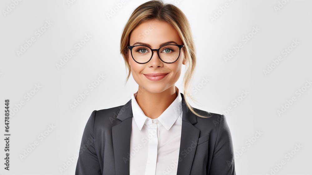 Confident businesswoman and individual looks professional and executive, with arms crossed, isolated on white background. generative ai