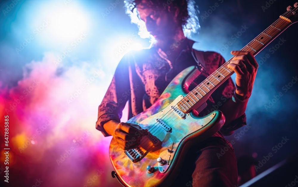 Naklejka premium A musician playing a live concert. Generative AI