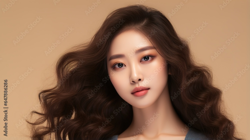Naklejka premium Face care, Facial treatment, Cosmetology, beauty and spa, asian ladies portrait.