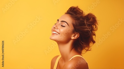 portrait of a woman on yellow background