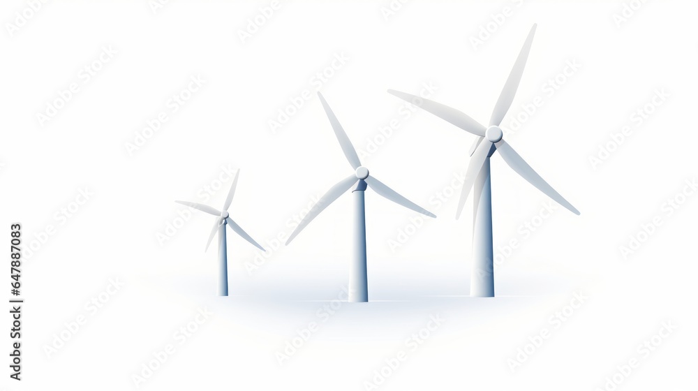 illustration of wind turbines isolated on white illustration of wind turbines isolated on white