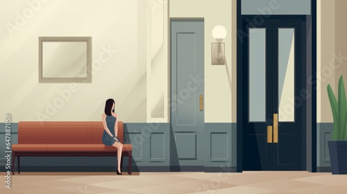 illustration of woman in the waiting room
