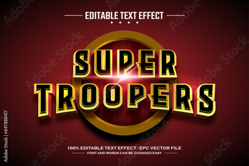 Super troopers 3D editable text effect template