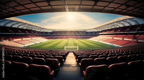 Empty chairs of football stadium, Empty stadium.