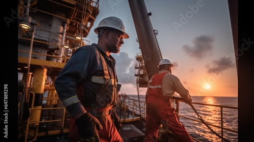 Worker working on an oil rig.