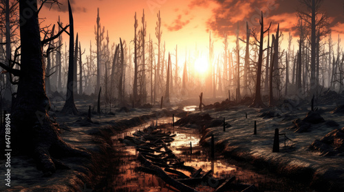  Ruined forest with scorched trees 