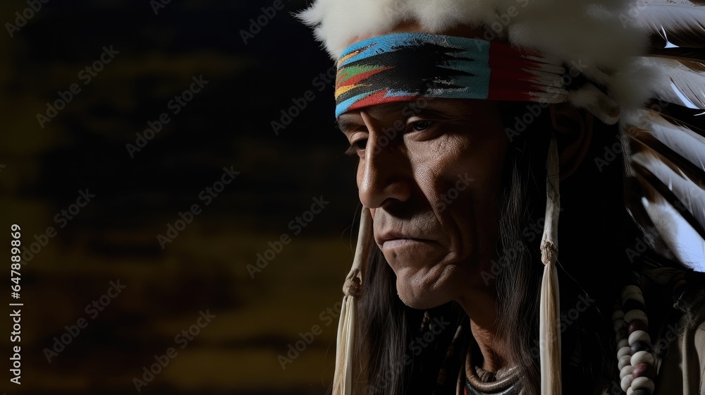 Portrait of Americans Indian man, Native Americans. Portrait of Americans Indian man, Native Americans.