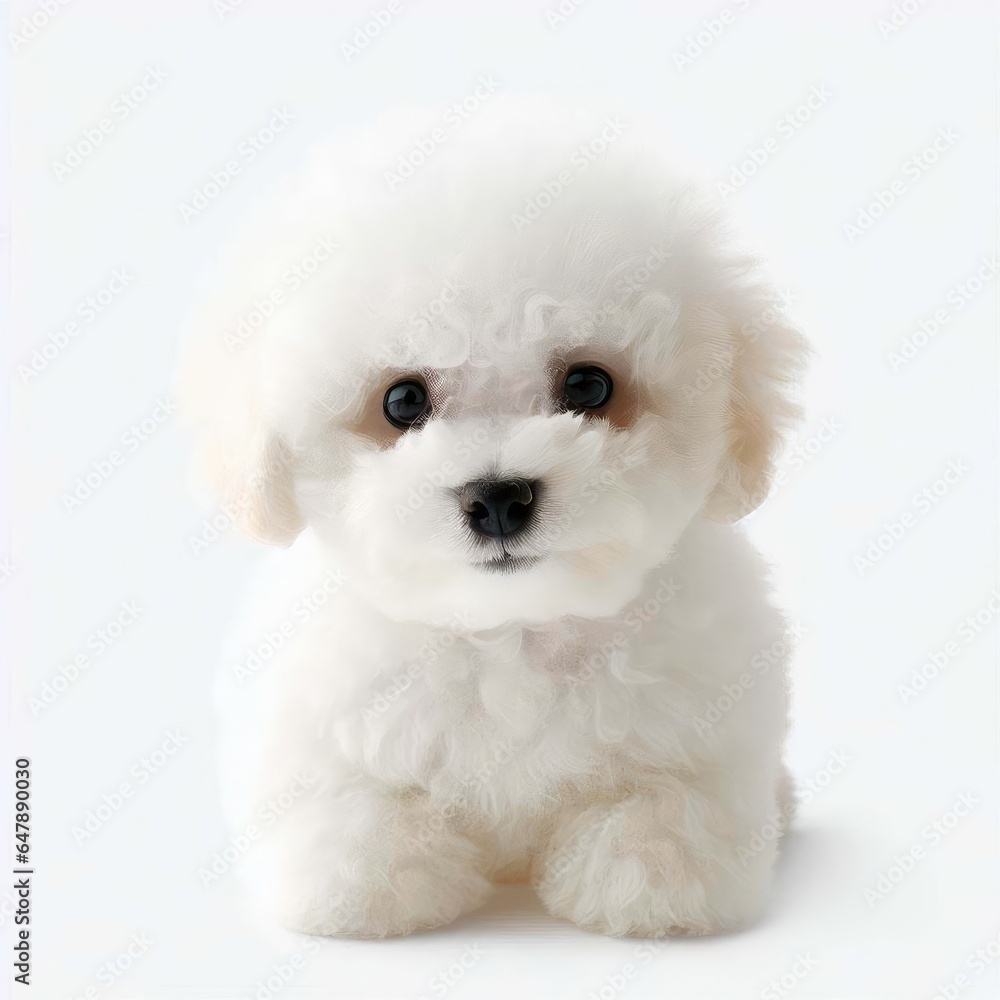 Bichon Frise Pup's Endearing Look, Generative AI