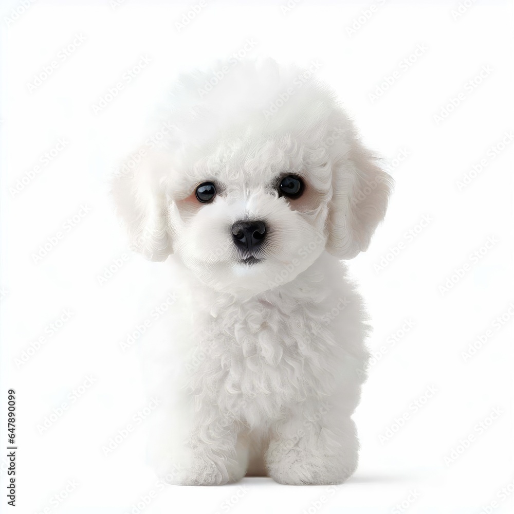 Sweet Bichon Frise Puppy Gaze, Generative AI Sweet Bichon Frise Puppy Gaze, Generative AI