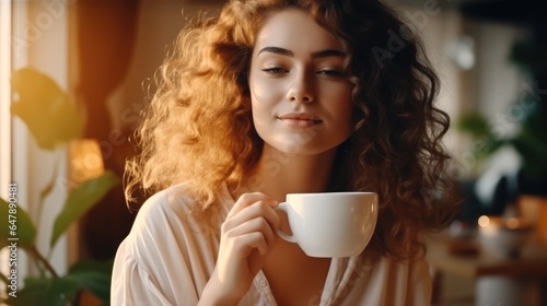 Beautiful woman are drinks morning coffee.