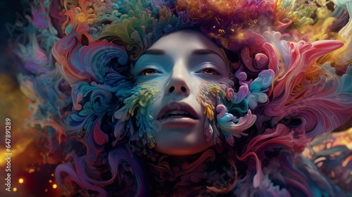 Conjure a spellbinding image where smoky tendrils gracefully entwine amidst a vibrant  kaleidoscopic background.