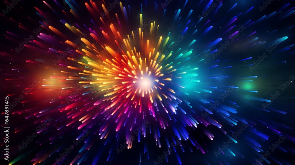 Craft a visually striking abstract background, reminiscent of a burst of colorful fireworks captured in high-definition. - obrazy, fototapety, plakaty 
