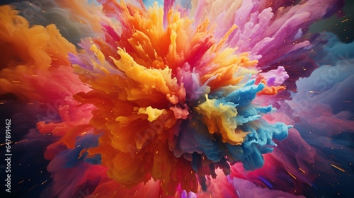 Craft an AI-generated masterpiece that mimics the beauty of a colorful explosion, as if viewed through a high-resolution camera.
