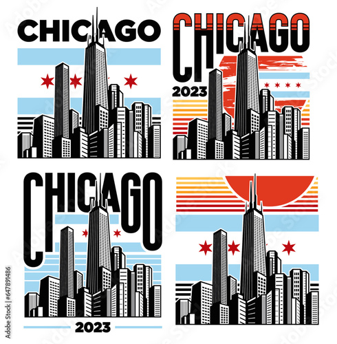 Chicago Skyline vector illustration version 2