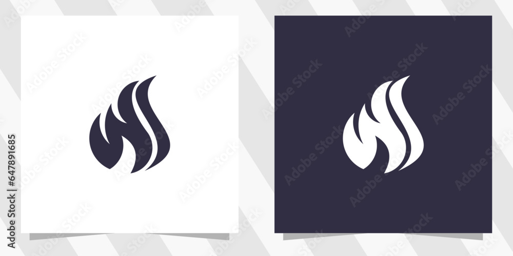 Obraz premium letter w with fire logo design