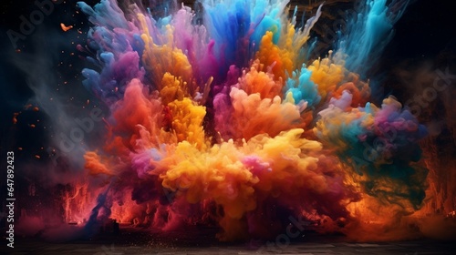 Create a captivating AI-generated masterpiece that captures the essence of a colorful explosion, as seen through the lens of a professional camera. © Lucifer