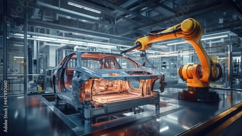 Smart vehicle technology, sustainable mobility & efficient navigation, futuristic automation, advanced robotics in manufacturing & efficiency, intelligent factory, high-tech robotics, Generative AI.