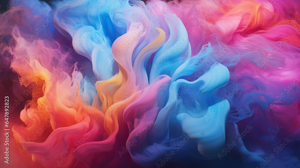 Design a captivating tableau where colorful waves of smoke dance in unison on an opulent, tapestry-like canvas.