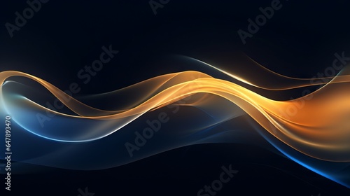 Light Silk Waves of Deep Gold and Dark Blues Graphic Background