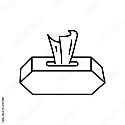 Wet wipes package line icon, Wet wipe tissue outline flat illustration on white background..eps