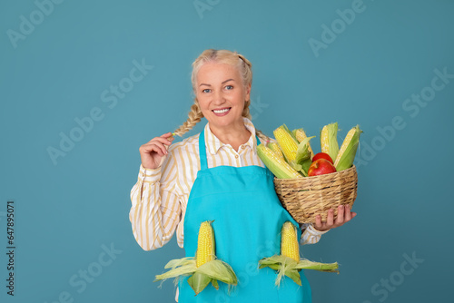 Mature female farmer with w...