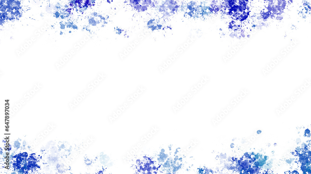 Blue paint stains with transparent background. Splash background with drops and stains.