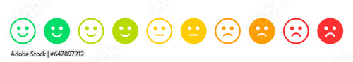 Feedback emoticons emojis. Smiley icon set , happy, neutral, sad, emoji, icon - Customer satisfaction rating scale with good and bad emotions. Vector illustration