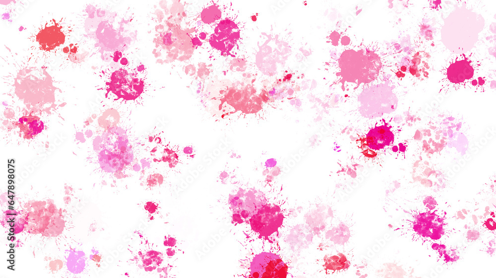 Pink paint stains with transparent background. Splash background with drops and stains.
