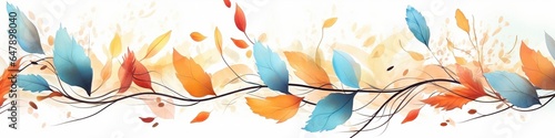 Autumn Leaves Banner, Watercolor