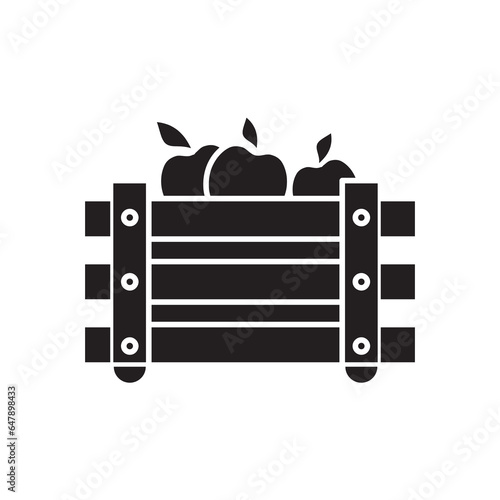 Harvest wooden box icon,vector sign, flat illustration on white background..eps