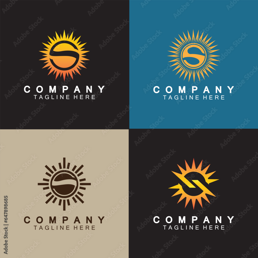 Fototapeta premium Letter S icon with Sun rays for Sun logo vector design template