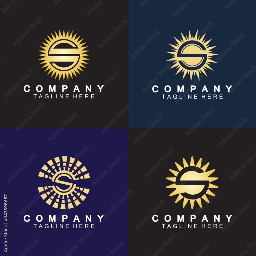 Fototapeta premium Letter S icon with Sun rays for Sun logo vector design template