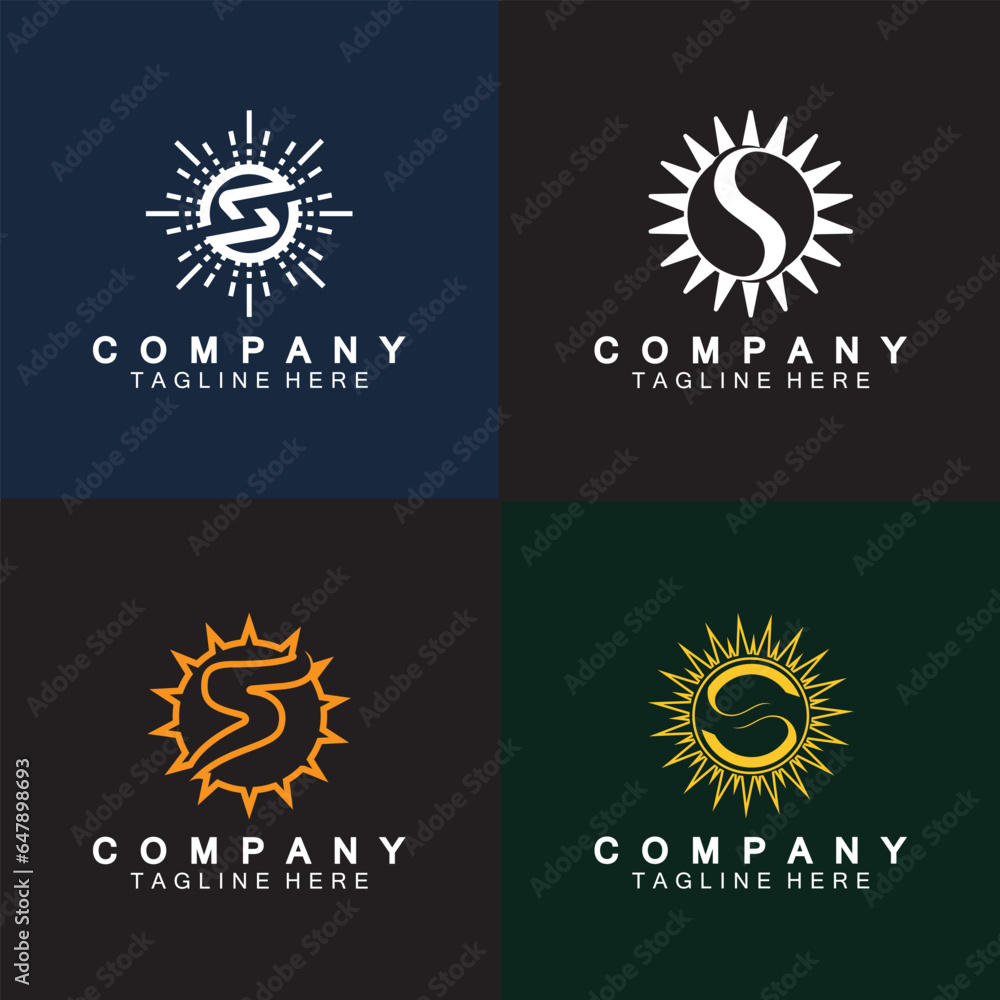 Fototapeta premium Letter S icon with Sun rays for Sun logo vector design template