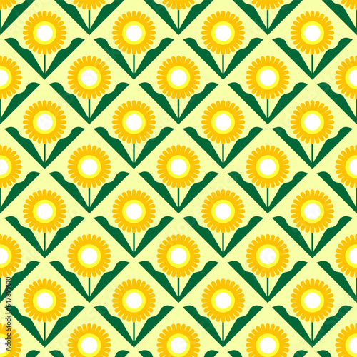 Design Pattern Seamless Background Pop Art Sunflower
