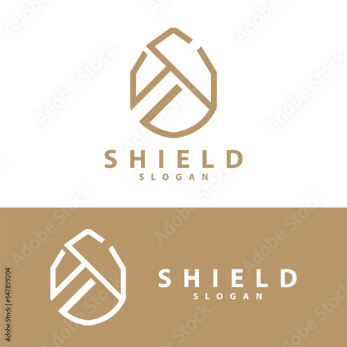 Simple Minimalist Security Shield Logo Design Vector Illustration Template