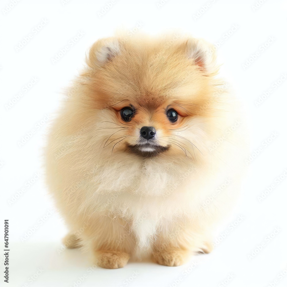 Sweet Pomeranian Pup Playtime, Generative AI Sweet Pomeranian Pup Playtime, Generative AI
