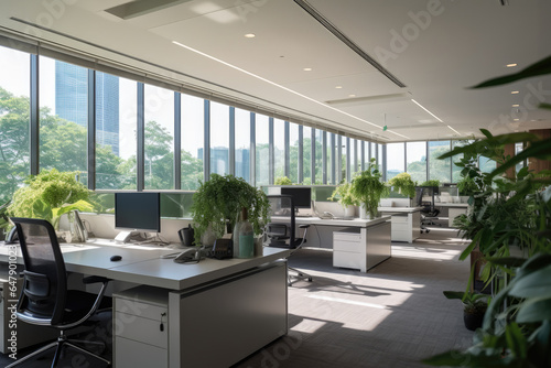 A Serene Oasis of Tranquility: Capturing the Zen-inspired Harmony of an Office Interior © aicandy