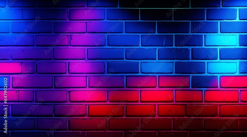 Neon light on brick walls that are not plastered background texture. Neon light on brick walls that are not plastered background texture.