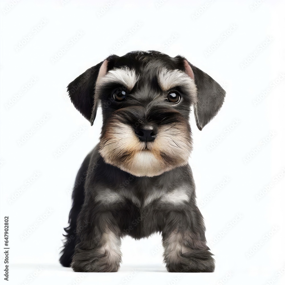 Playful Baby Miniature Schnauzer Joy, Generative AI