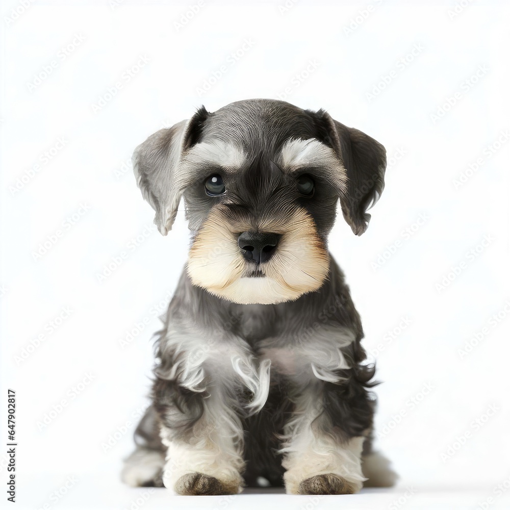 Miniature Schnauzer Pup's Endearing Look, Generative AI