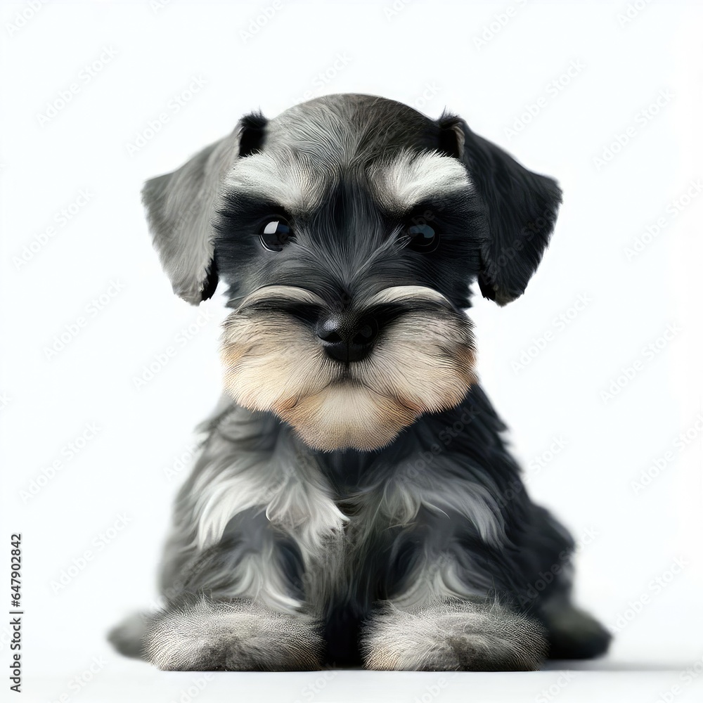 Cute Miniature Schnauzer Puppy Love, Generative AI