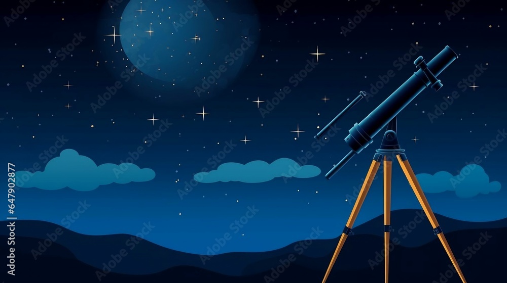 background Starry night sky with a telescope background Starry night sky with a telescope