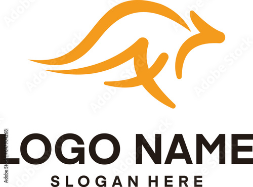 monoline kangaroo logo-vector illustration on a light background